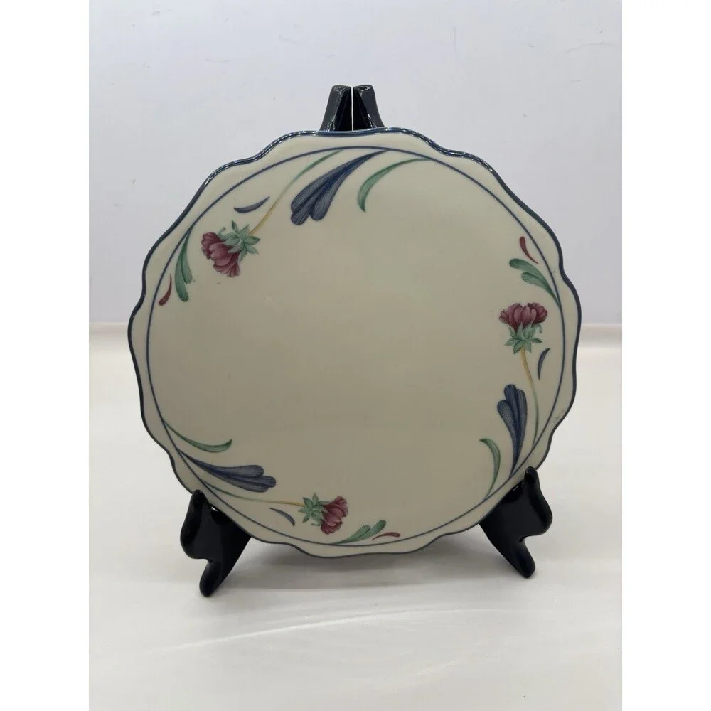 Vintage Lenox Poppies on Blue Chinastone Floral Trivet Scalloped 7.5